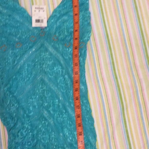 Vintage Light Turquoise Lace Sheer Sleeves Top by Tres Pink Hearts - Picture 8 of 14
